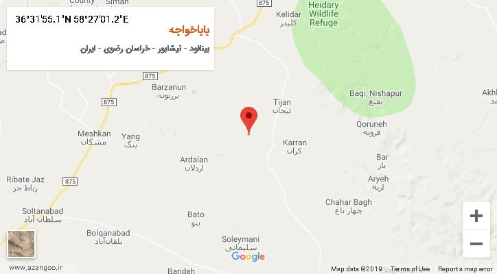 روستای باباخواجه بر روی نقشه