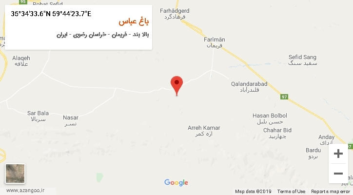 روستای باغ عباس بر روی نقشه