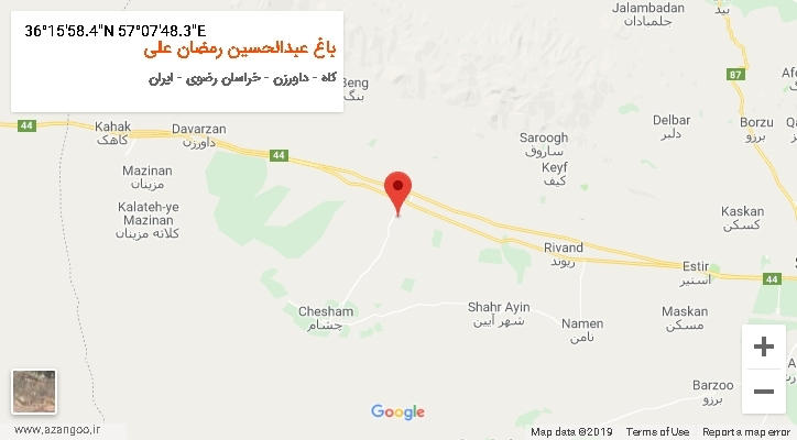 روستای باغ عبدالحسین رمضان علی بر روی نقشه