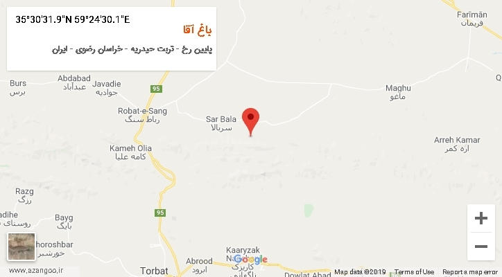 روستای باغ آقا بر روی نقشه