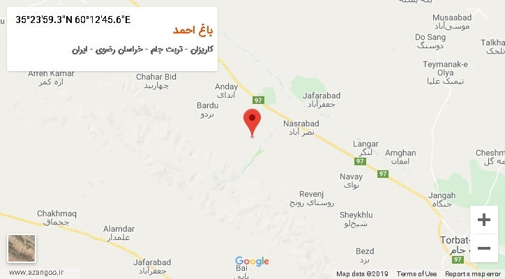 روستای باغ احمد بر روی نقشه