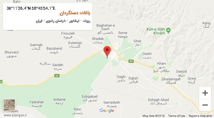 روستای باغات دستگردان بر روی نقشه