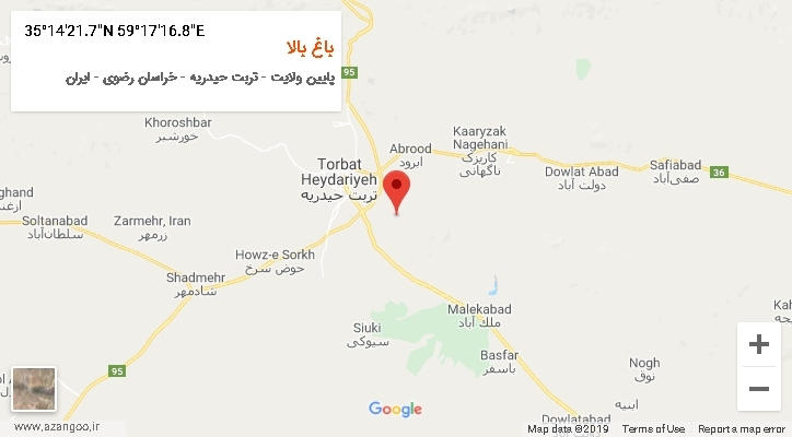 روستای باغ بالا بر روی نقشه