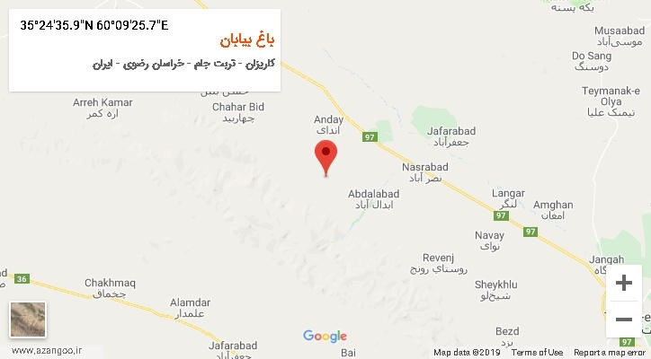 روستای باغ بیابان بر روی نقشه