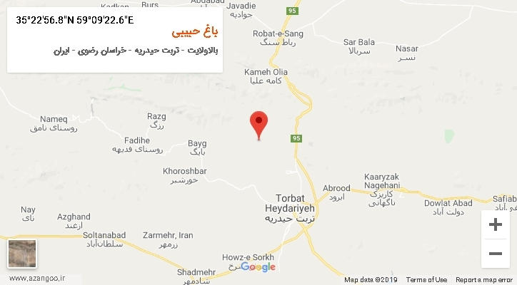 روستای باغ حبیبی بر روی نقشه