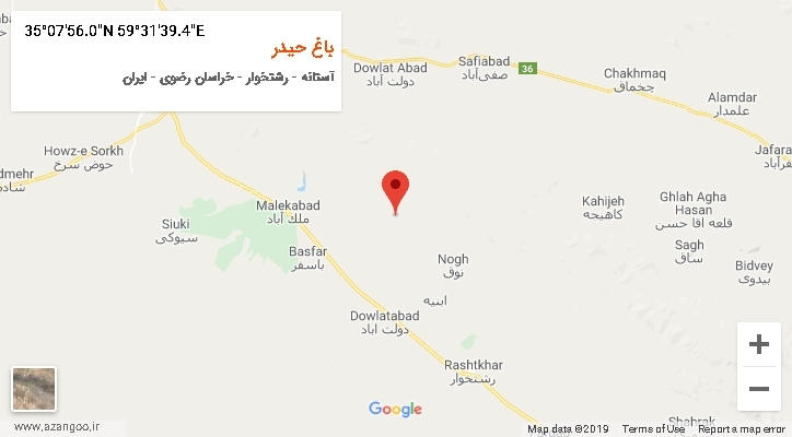 روستای باغ حیدر بر روی نقشه