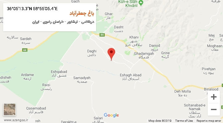 روستای باغ جعفرآباد بر روی نقشه