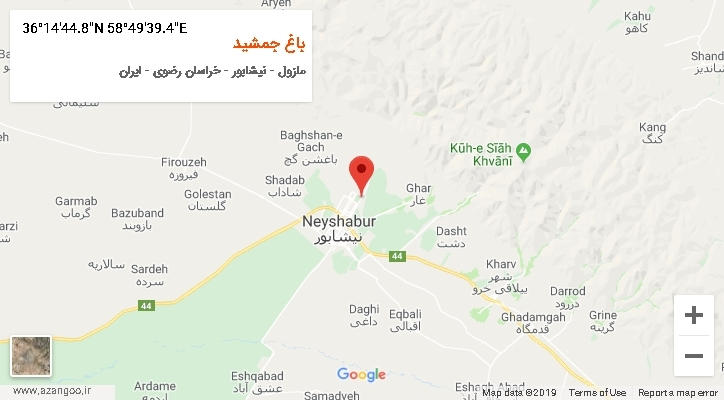 روستای باغ جمشید بر روی نقشه