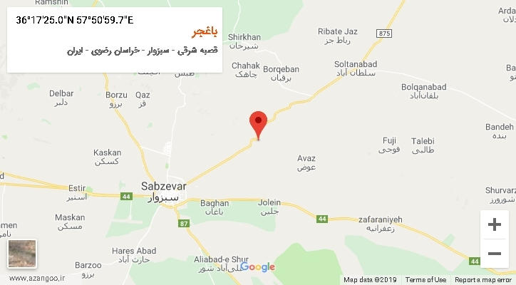 روستای باغجر بر روی نقشه
