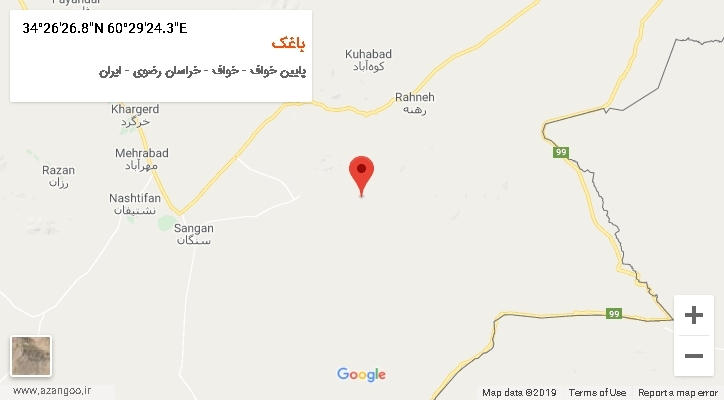 روستای باغک بر روی نقشه