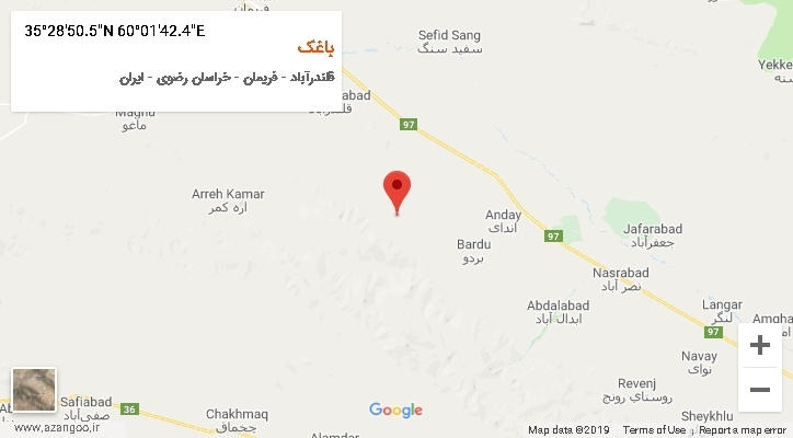 روستای باغک بر روی نقشه