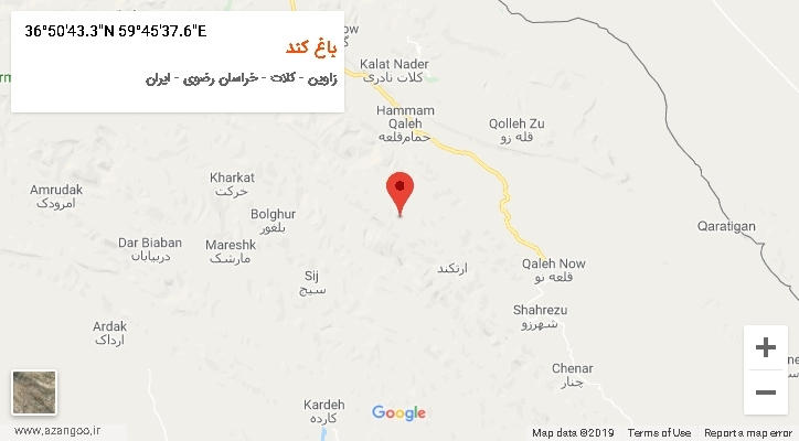 روستای باغ کند بر روی نقشه