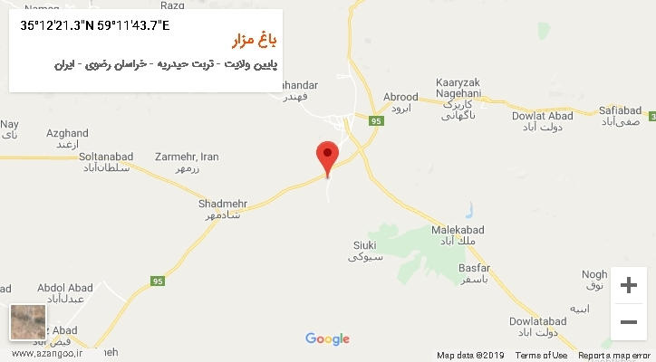 روستای باغ مزار بر روی نقشه