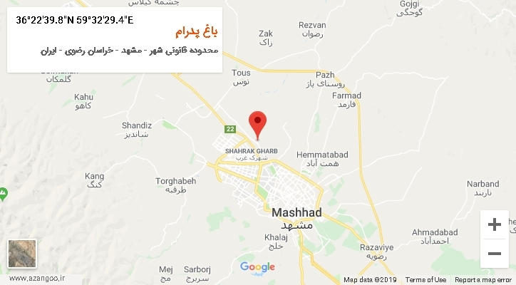 روستای باغ پدرام بر روی نقشه