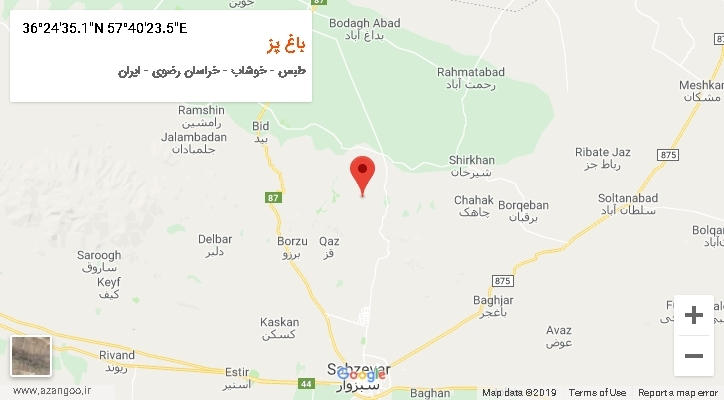 روستای باغ پز بر روی نقشه