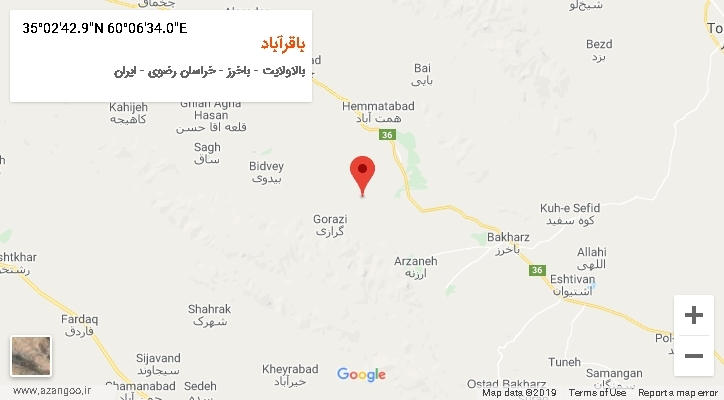 روستای باقرآباد بر روی نقشه