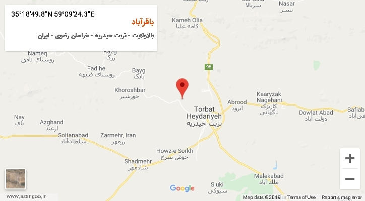 روستای باقرآباد بر روی نقشه