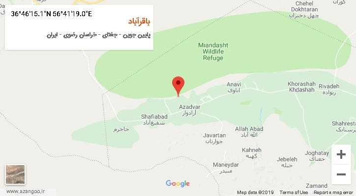 روستای باقرآباد بر روی نقشه
