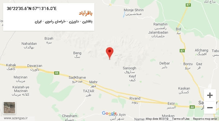 روستای باقرآباد بر روی نقشه