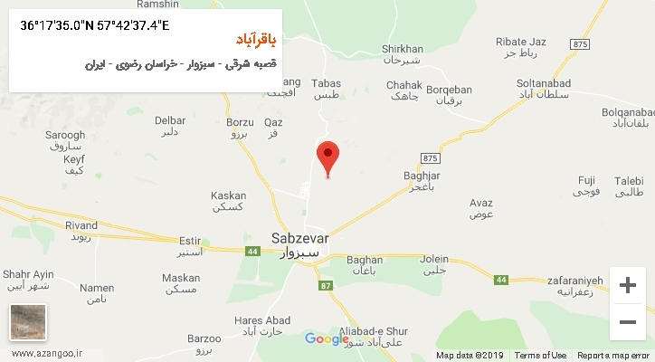 روستای باقرآباد بر روی نقشه