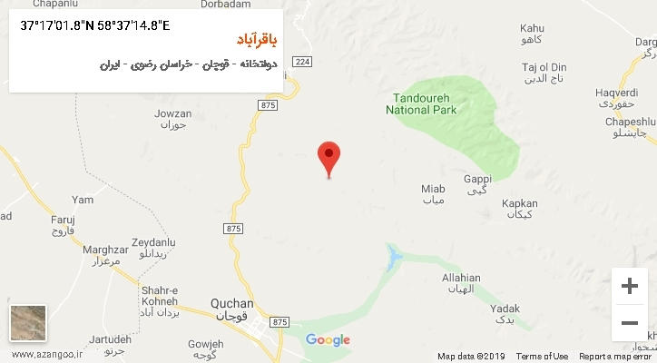 روستای باقرآباد بر روی نقشه