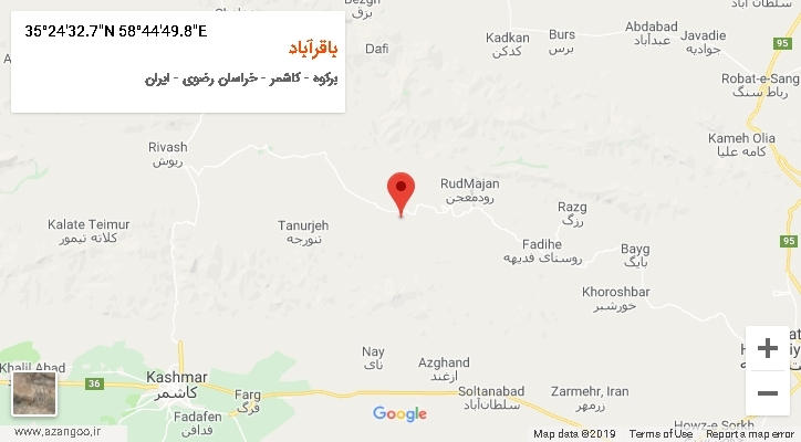 روستای باقرآباد بر روی نقشه
