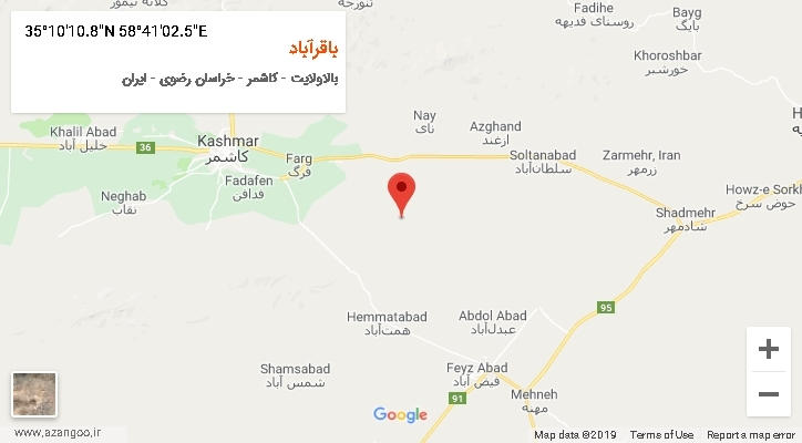 روستای باقرآباد بر روی نقشه