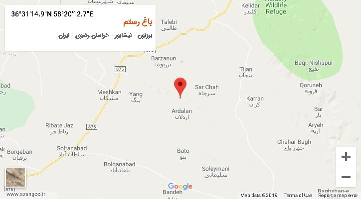 روستای باغ رستم بر روی نقشه