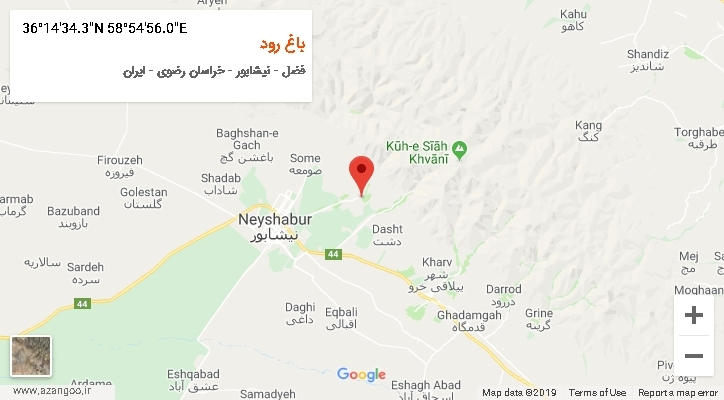 روستای باغ رود بر روی نقشه
