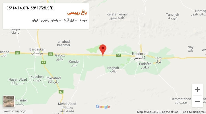 روستای باغ رییسی بر روی نقشه