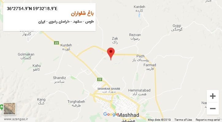 روستای باغ شلواران بر روی نقشه