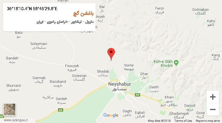 روستای باغشن گچ بر روی نقشه