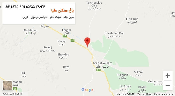 روستای باغ سنگان علیا بر روی نقشه