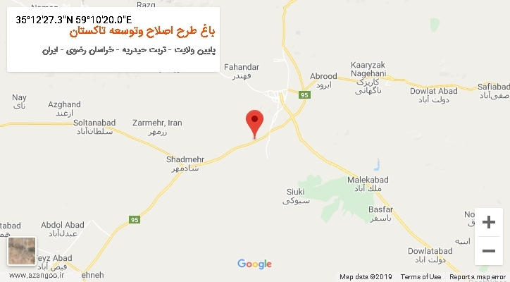 روستای باغ طرح اصلاح وتوسعه تاکستان بر روی نقشه