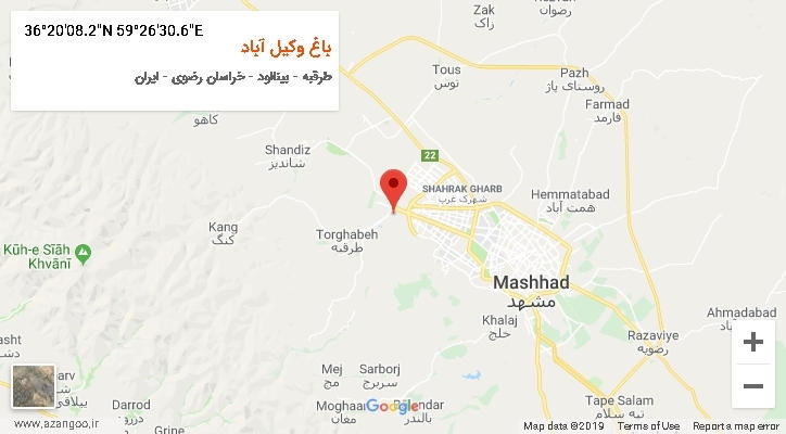 روستای باغ وکیل آباد بر روی نقشه