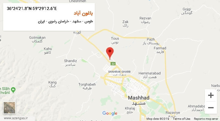 روستای باغون آباد بر روی نقشه