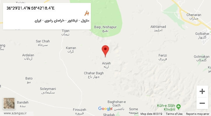 روستای بار بر روی نقشه