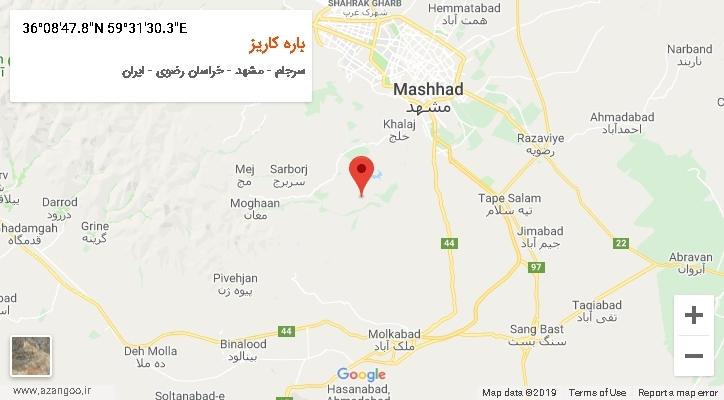 روستای باره کاریز بر روی نقشه
