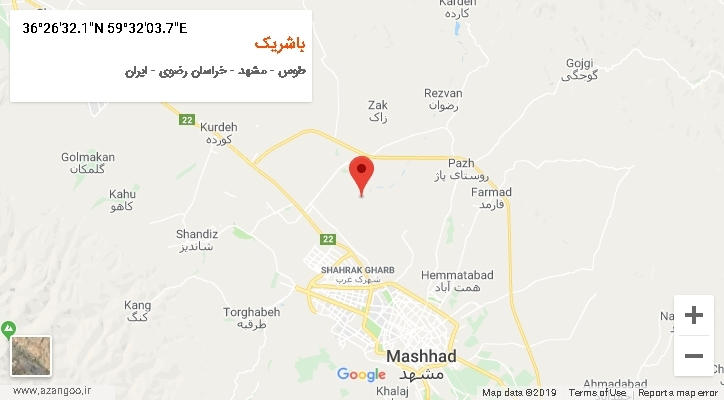 روستای باشریک بر روی نقشه