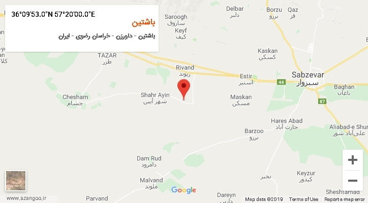 روستای باشتین بر روی نقشه