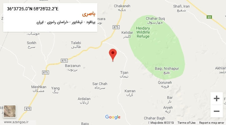 روستای باصری بر روی نقشه