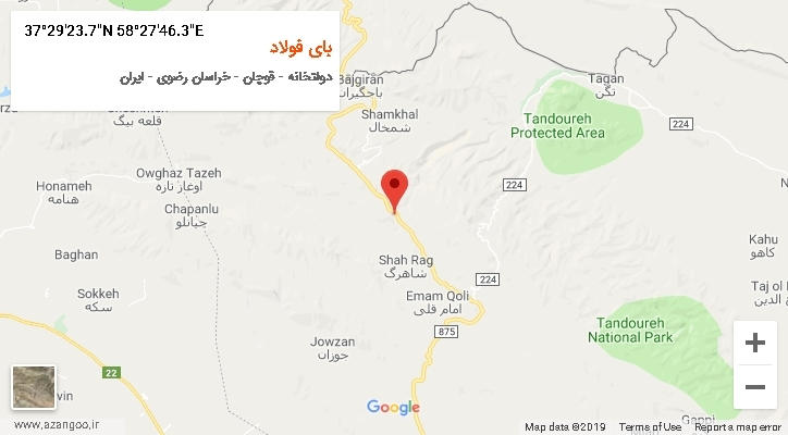 روستای بای فولاد بر روی نقشه