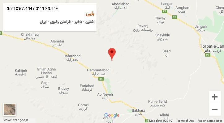 روستای بایی بر روی نقشه