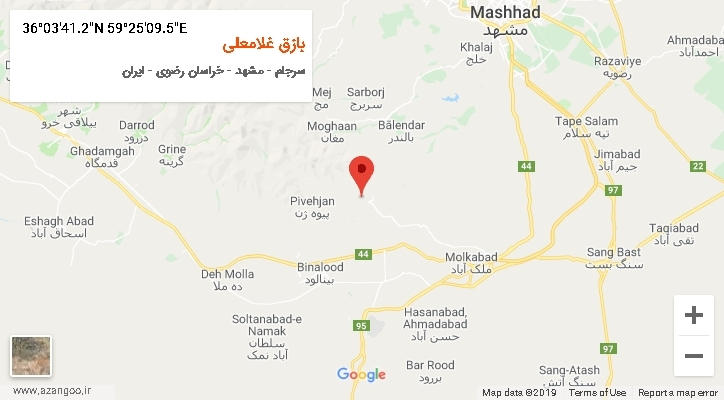 روستای بازق غلامعلی بر روی نقشه