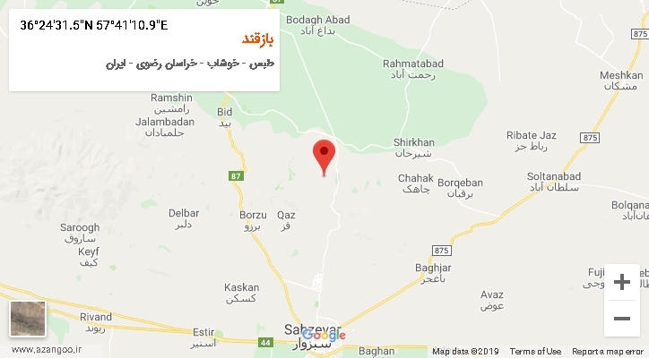 روستای بازقند بر روی نقشه