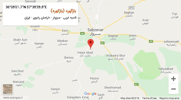 روستای بازگهره (بازکهره) بر روی نقشه