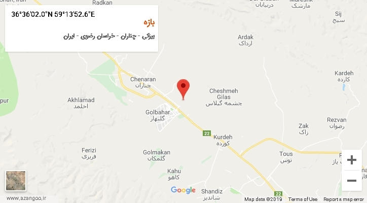 روستای بازه بر روی نقشه