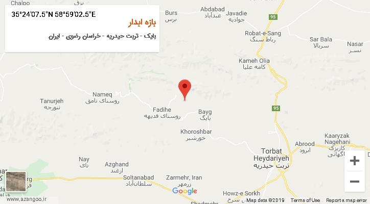 روستای بازه ابدار بر روی نقشه