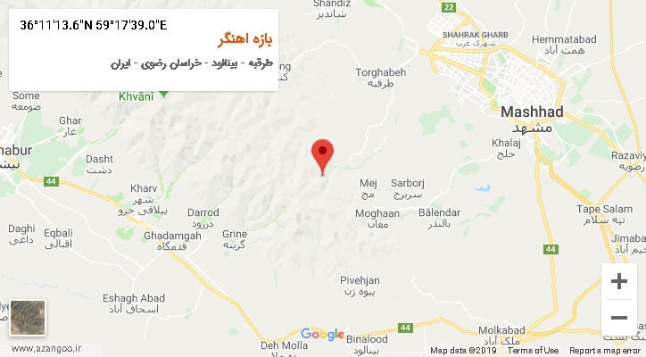 روستای بازه اهنگر بر روی نقشه