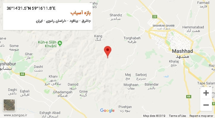 روستای بازه آسیاب بر روی نقشه